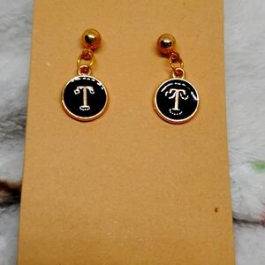 ‼️B2G1 T Initial Earrings, New
